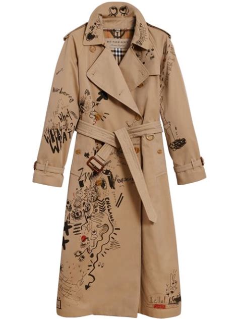 Burberry Graffiti Print Trench Coat 